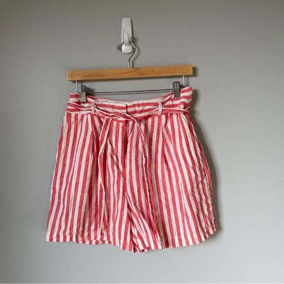 Boden Pants - Boden 100% Linen striped Pink and White Women's Shorts Size 6